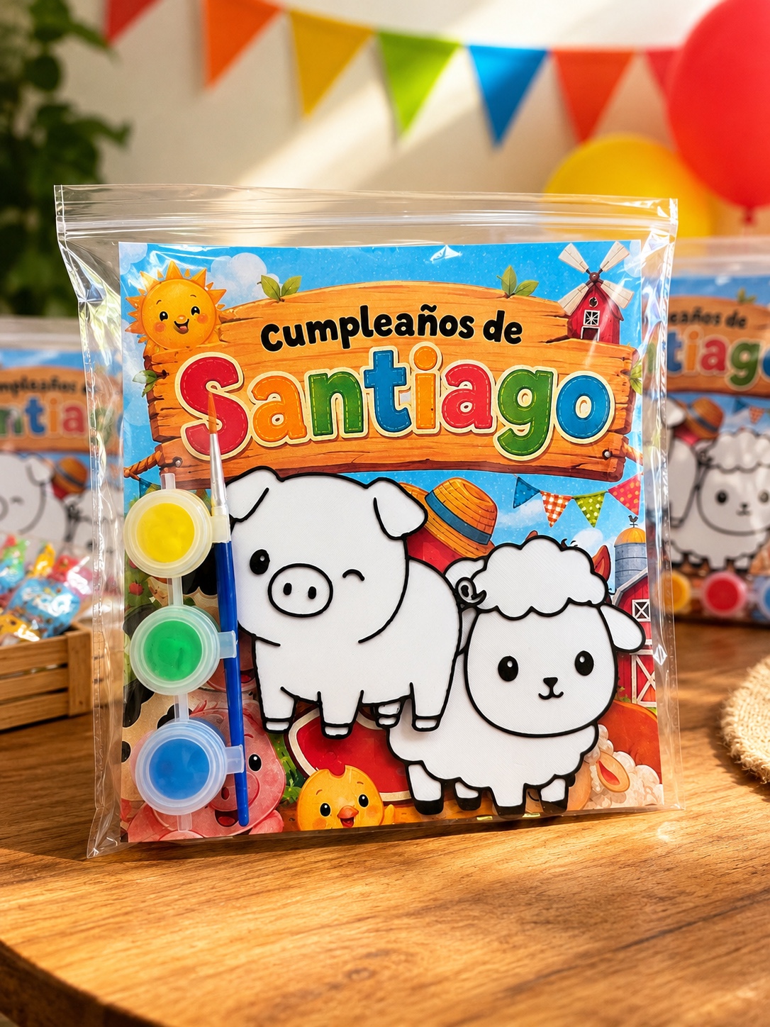 Kit personalizado de cumpleaños con plaquitas 3D para colorear